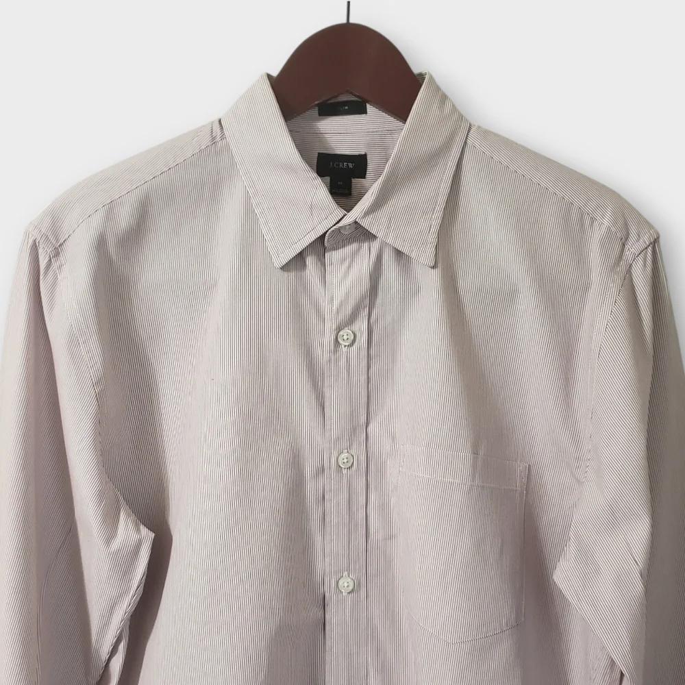 J. Crew Mens‎ Slim Fit Button Up Shirt Medium Red Pinstripe Casual Career Office